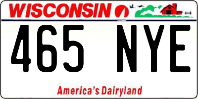 WI license plate 465NYE