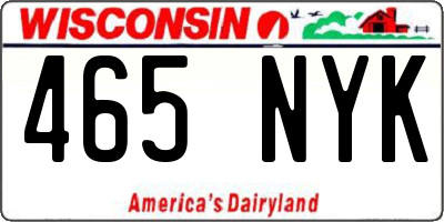 WI license plate 465NYK