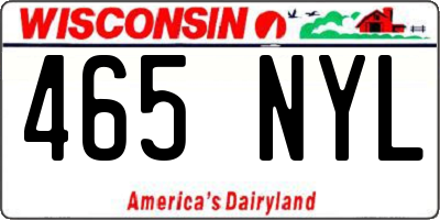 WI license plate 465NYL