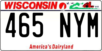 WI license plate 465NYM