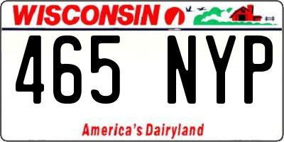WI license plate 465NYP