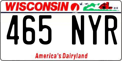 WI license plate 465NYR
