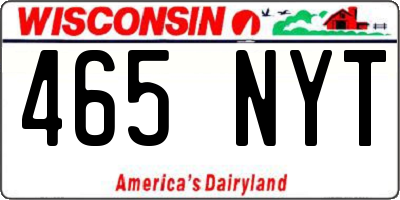 WI license plate 465NYT