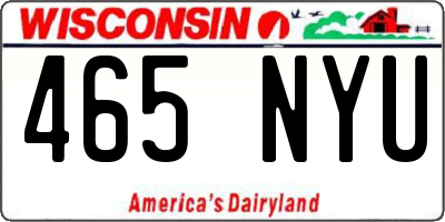 WI license plate 465NYU