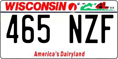 WI license plate 465NZF