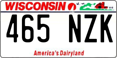 WI license plate 465NZK