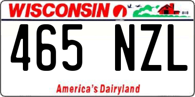 WI license plate 465NZL