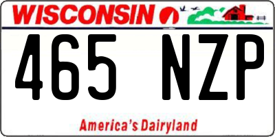 WI license plate 465NZP