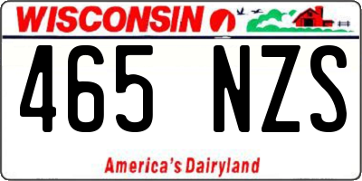 WI license plate 465NZS