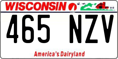 WI license plate 465NZV