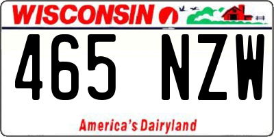 WI license plate 465NZW