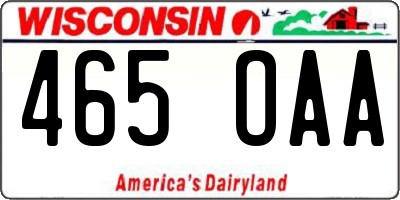 WI license plate 465OAA