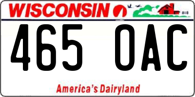 WI license plate 465OAC