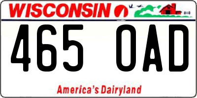 WI license plate 465OAD