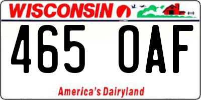 WI license plate 465OAF