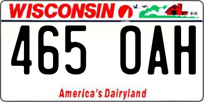 WI license plate 465OAH