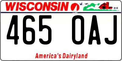 WI license plate 465OAJ