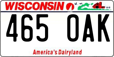 WI license plate 465OAK