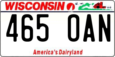 WI license plate 465OAN