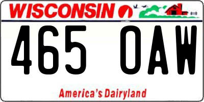 WI license plate 465OAW