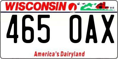 WI license plate 465OAX