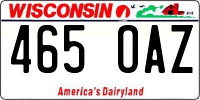 WI license plate 465OAZ