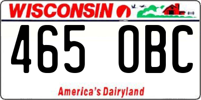 WI license plate 465OBC