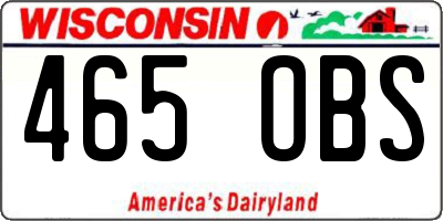WI license plate 465OBS