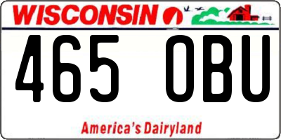 WI license plate 465OBU