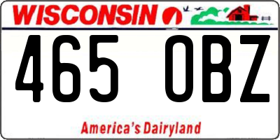 WI license plate 465OBZ