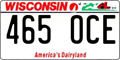 WI license plate 465OCE