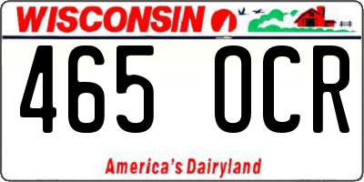 WI license plate 465OCR