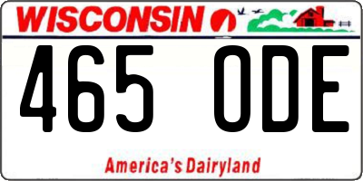 WI license plate 465ODE