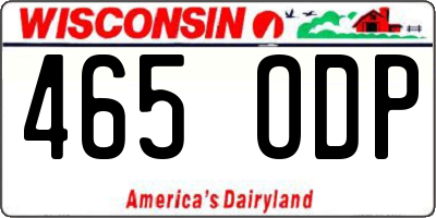 WI license plate 465ODP