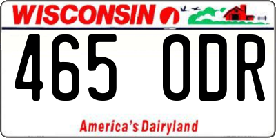 WI license plate 465ODR