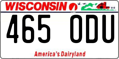 WI license plate 465ODU