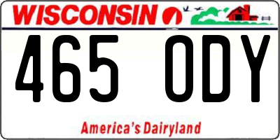 WI license plate 465ODY
