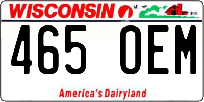 WI license plate 465OEM