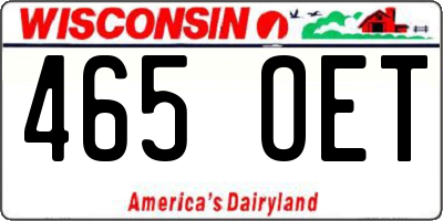 WI license plate 465OET