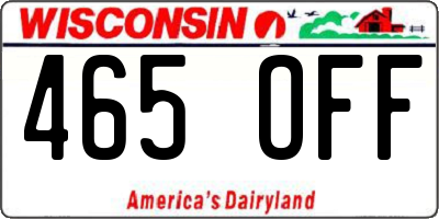 WI license plate 465OFF