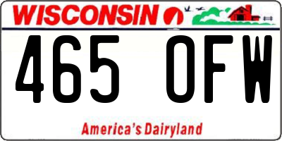 WI license plate 465OFW