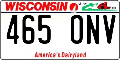 WI license plate 465ONV
