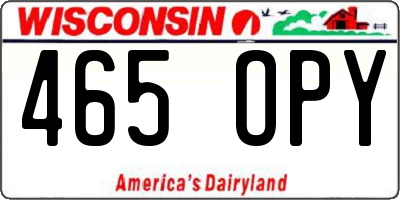 WI license plate 465OPY