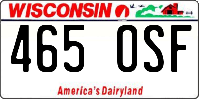 WI license plate 465OSF