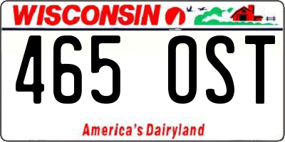 WI license plate 465OST