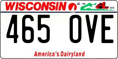 WI license plate 465OVE