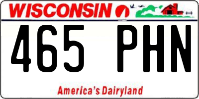 WI license plate 465PHN