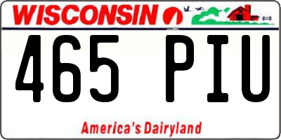 WI license plate 465PIU