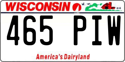 WI license plate 465PIW