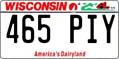 WI license plate 465PIY